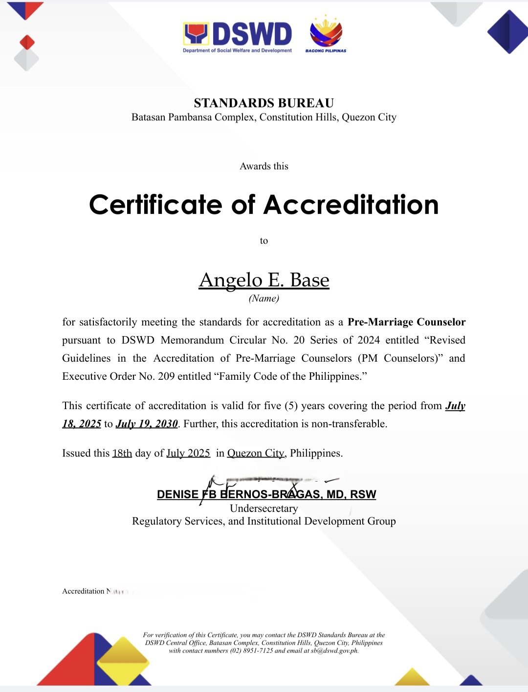 Cert of Accreditation 2026 2